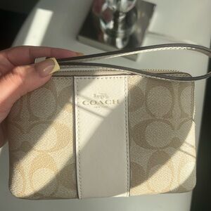 Coach Signature Beige Wristlet